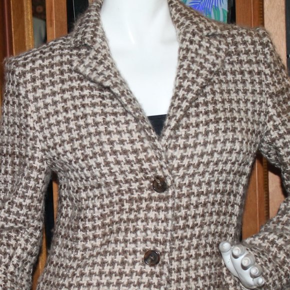 Brooks Brothers Wool Silk Houndstooth Boucle Car Coat Jacket - Picture 4 of 11